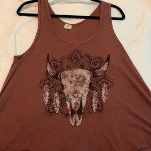 Bull skull graphic tank